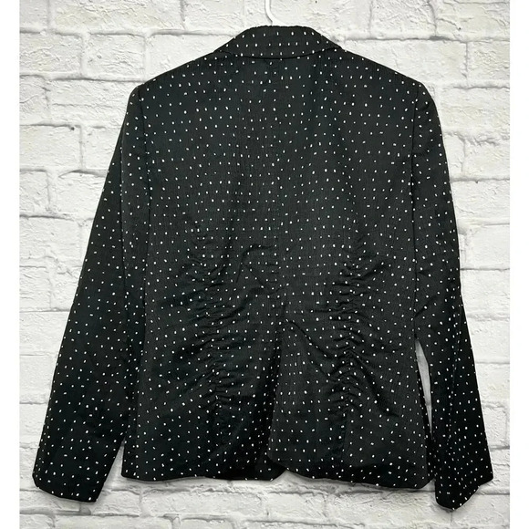Lafayette 148 black white polka dot ruched blazer jacket 12 career - Picture 5 of 10